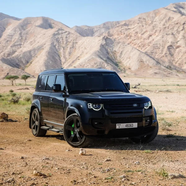 a picture of LAND ROVER DEFENDER 4 DOOR available for rental in dubai with front side view