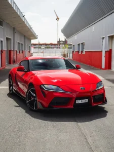 a picture of TOYOTA SUPRA GR available for rental in dubai with front view