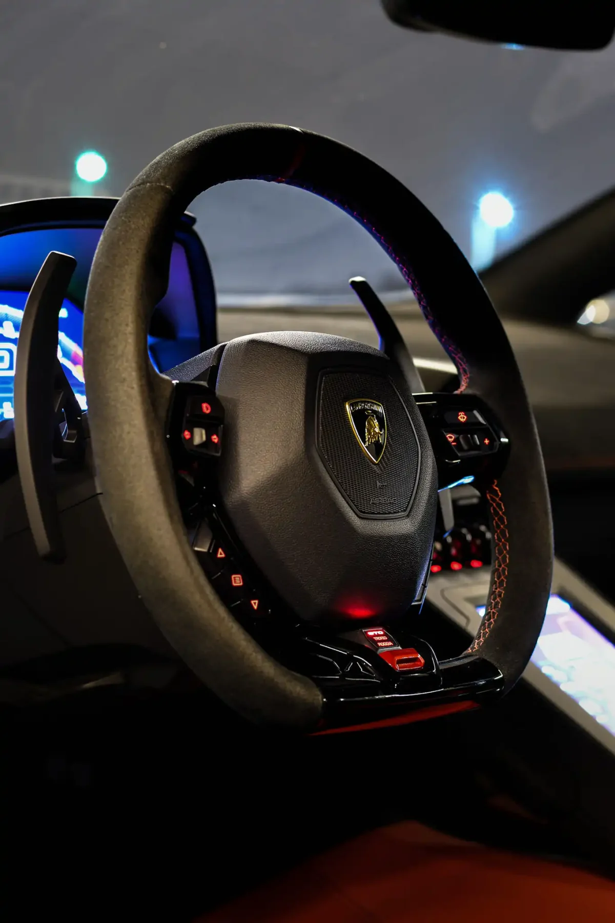 a picture of LAMBORGHINI STO available for rental in dubai with steering wheel view