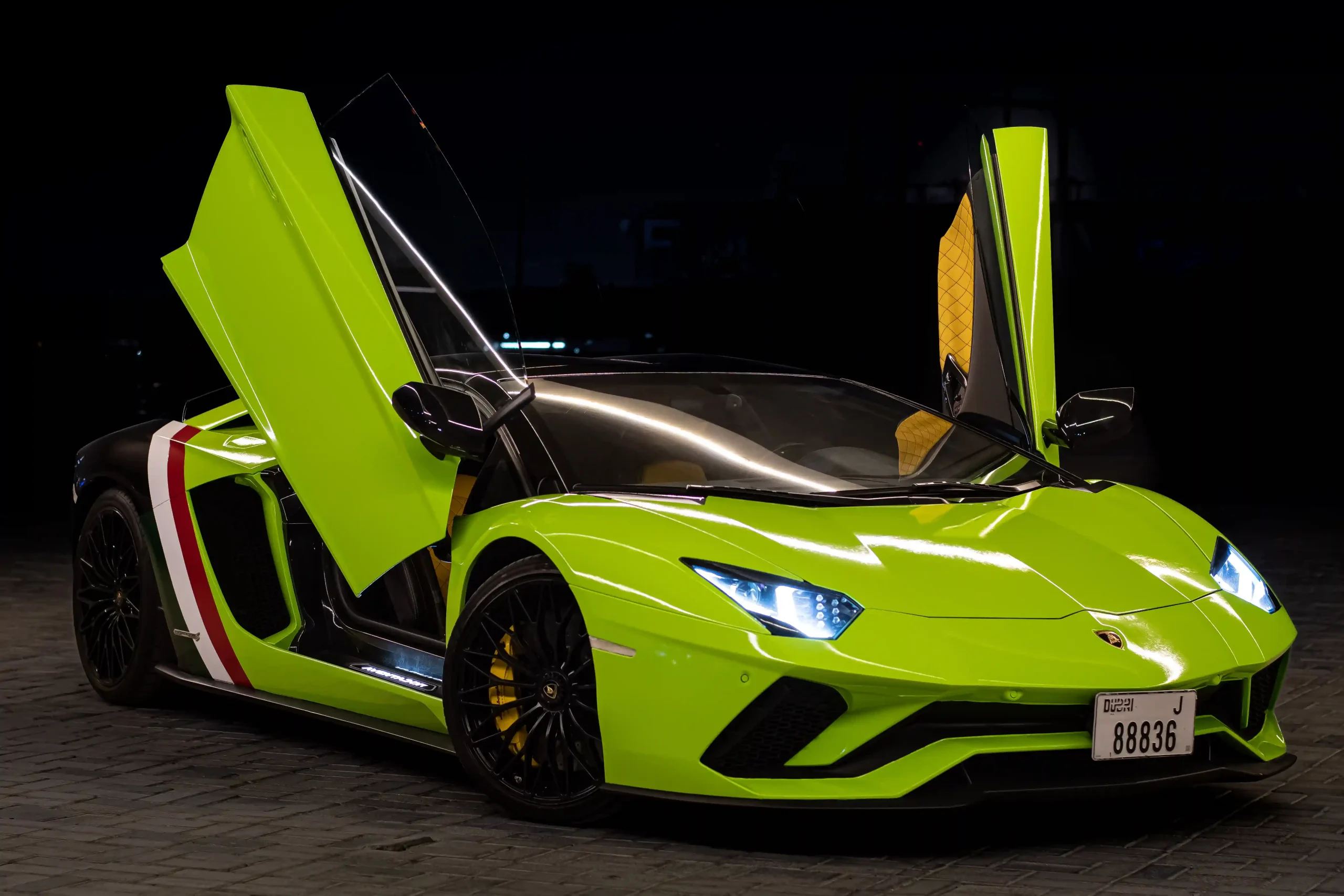 a picture of LAMBORGHINI AVENTADOR S ROADSTER available for rental in dubai with scissor doors view