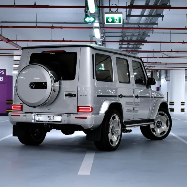 a picture of Mercedes G63 Silver with tailgate view