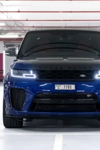 a picture of range rover sport svr with headlight and drl