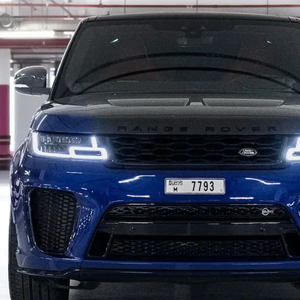 a picture of range rover sport svr with headlight and drl