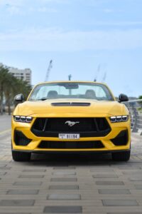 a picture of Ford Mustang V8 with front bonnet view