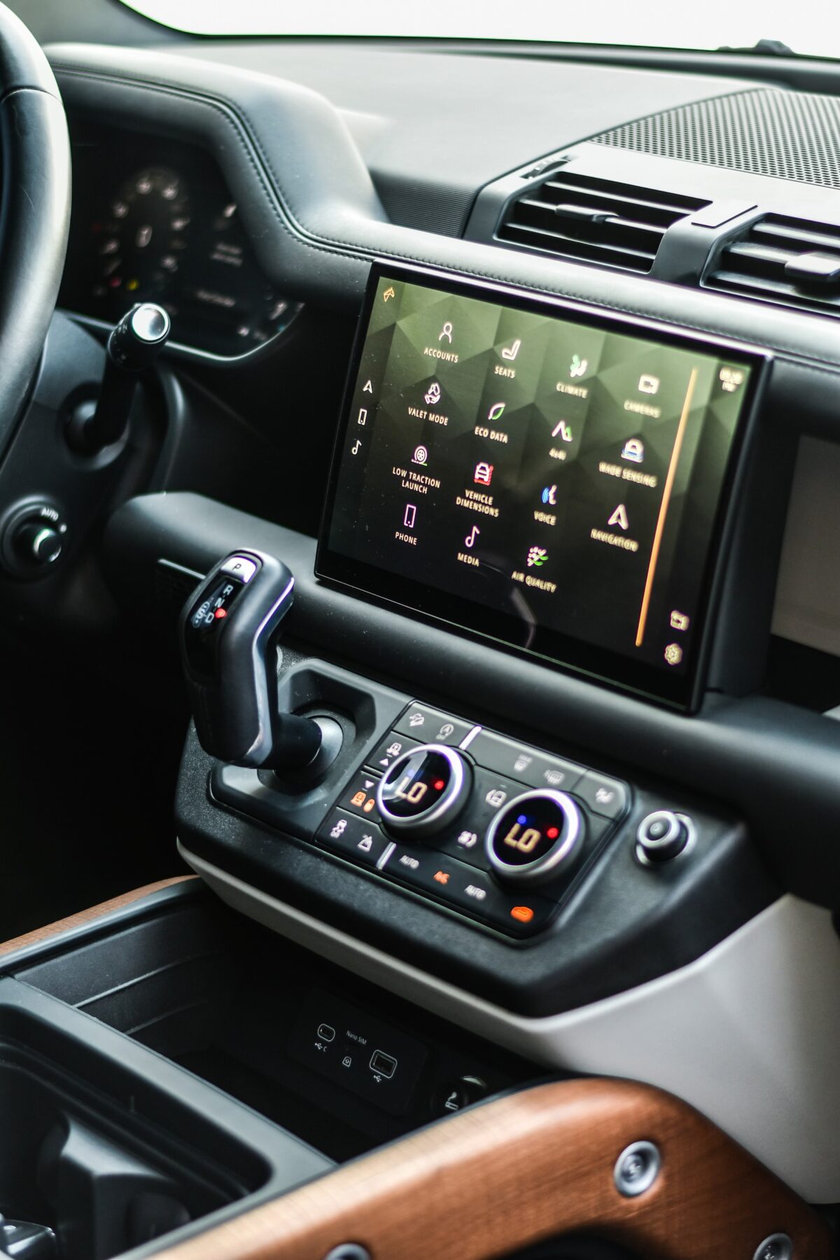 a picture of Land Rover Defender 2 Door with media console view