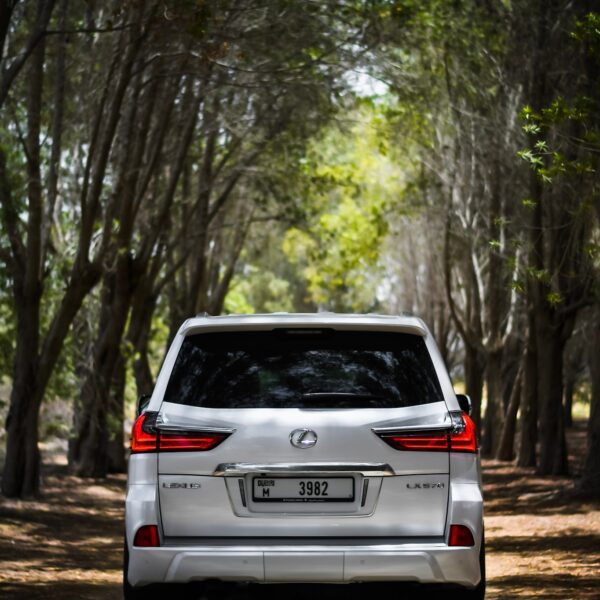 a picture of Lexus LX570 with backside view